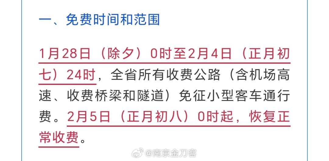 今日高速免费通行最新详解信息公告